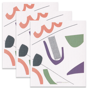 Eco-Friendly Swedish Dishcloths - Abstract A Set of 3 (Paper Towel Replacements)