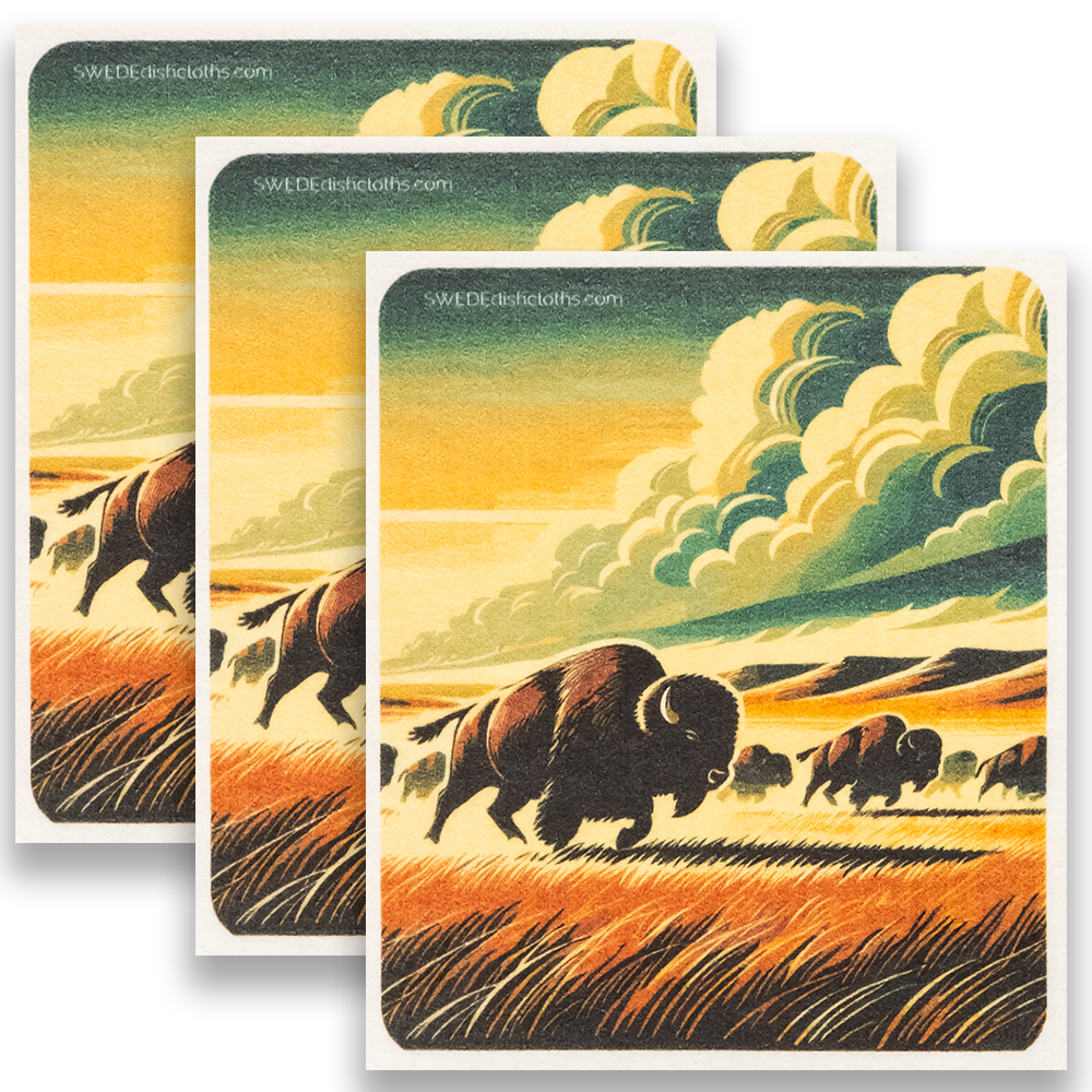 Eco-Friendly Swedish Dishcloths - Colorful Bison Set of 3 (Paper Towel Replacements)