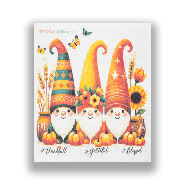 Eco-Friendly Swedish Dishcloths - 3 Thanksgiving Gnomes