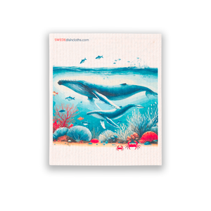 Eco-Friendly Swedish Dishcloths - Mixed Whales Set of 3 (Paper Towel Replacements, One of Each Design)