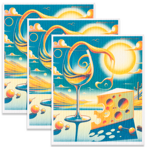 Eco-Friendly Swedish Dishcloths - Surreal Wine Sun Set of 3 (Paper Towel Replacements)