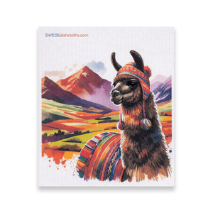 Eco-Friendly Swedish Dishcloths - Mixed Colorful Llamas Set of 3 (Paper Towel Replacements, One of Each Design) - SWEDEdishcloths.com