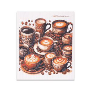 Eco-Friendly Swedish Dishcloths - Mixed New Coffee Set of 3 (Paper Towel Replacements, One of Each Design) - SWEDEdishcloths.com