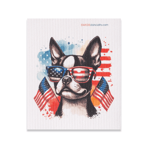 Eco-Friendly Swedish Dishcloths - Patriotic French Bulldog (Paper Towel Replacement) - SWEDEdishcloths.com