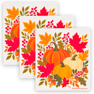 Eco-Friendly Swedish Dishcloths - Pumpkins Fall 2026 Set of 3 (Paper Towel Replacements) - SWEDEdishcloths.com