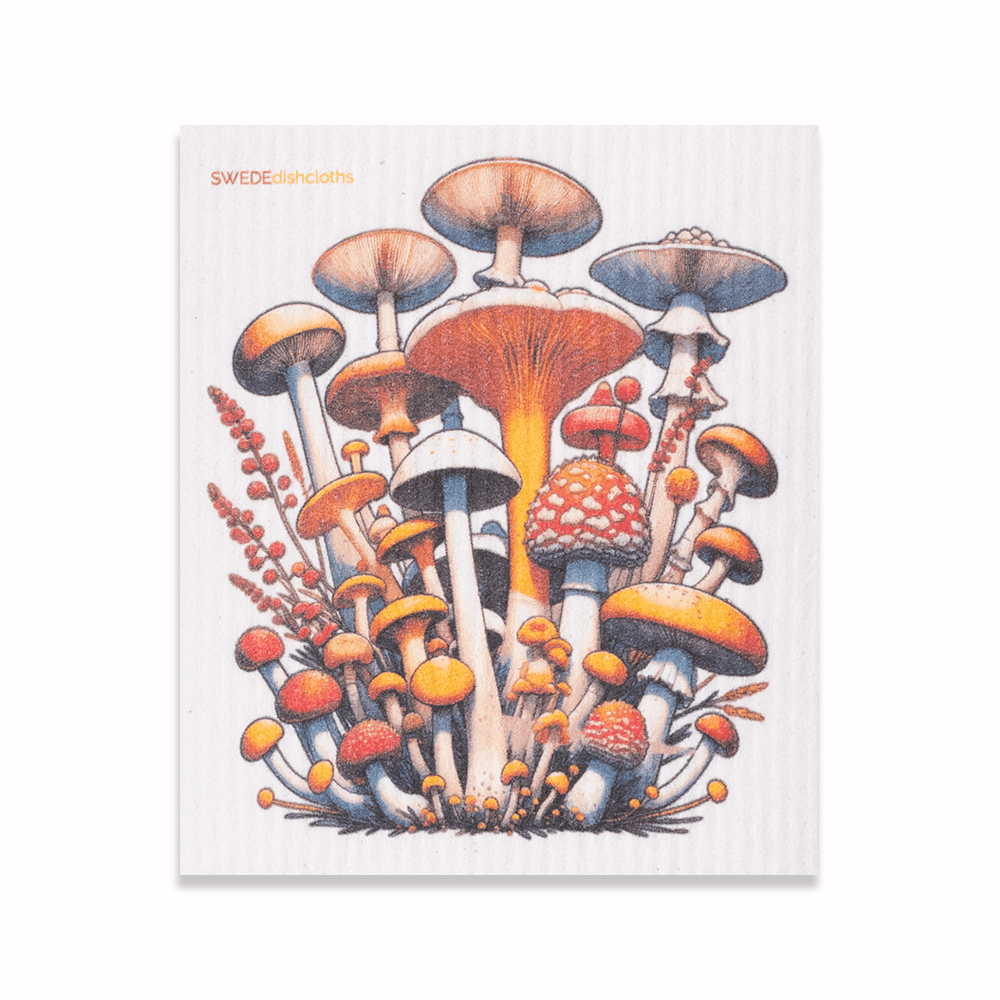 Eco-Friendly Swedish Dishcloths - Tall Mushrooms (Paper Towel Replacement) - SWEDEdishcloths.com