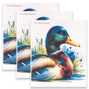 Eco-Friendly Swedish Dishcloths - Mallard Duck Set of 3 (Paper Towel Replacements)