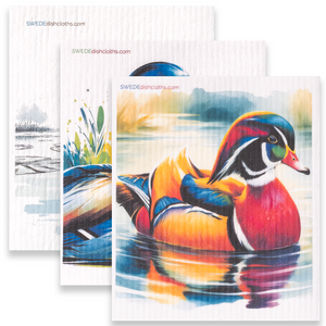 Eco-Friendly Swedish Dishcloths - Mixed Ducks Set of 3 (Paper Towel Replacements, One of Each Design)