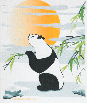 Panda Sitting Swedish Dishcloth: Single cloth, Eco-Friendly, Reusable, Super Absorbent | SWEDEdishcloths - SWEDEdishcloths.com