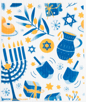 Swedish Dishcloths Mixed Hannukah Set of 3 (One of each design) cloths Eco Friendly Absorbent Cleaning Cloth - SWEDEdishcloths.com