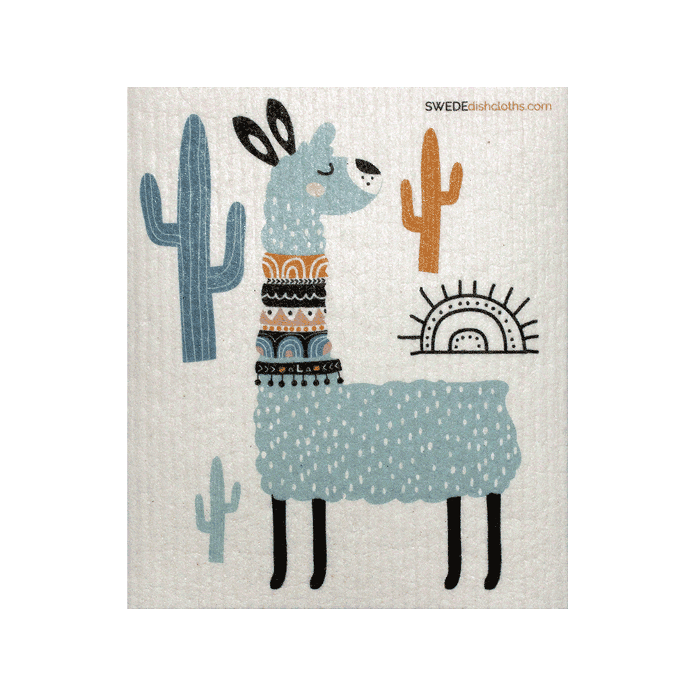 Turquoise Llama One Swedish Dishcloth