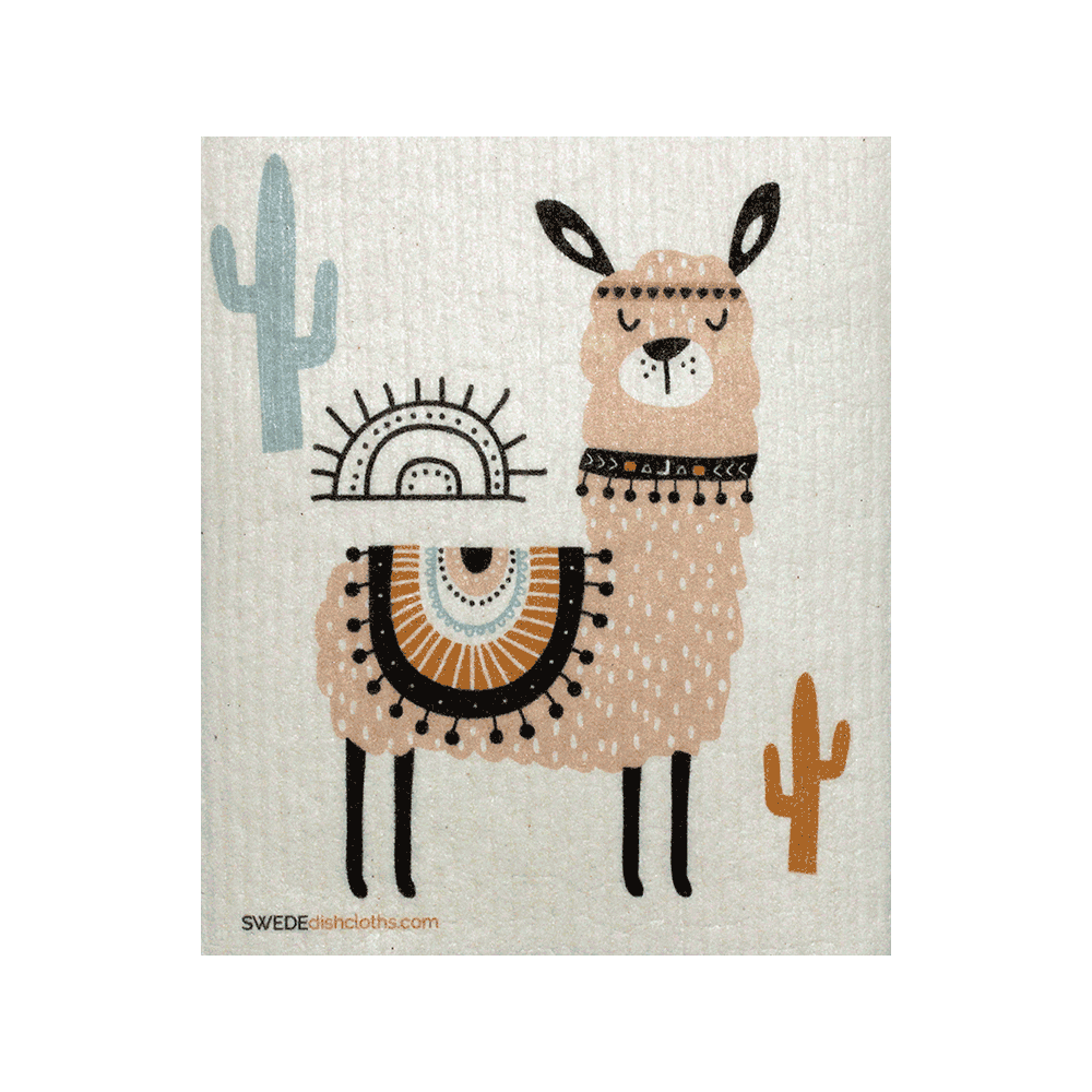 Pink Llama One Swedish Dishcloth