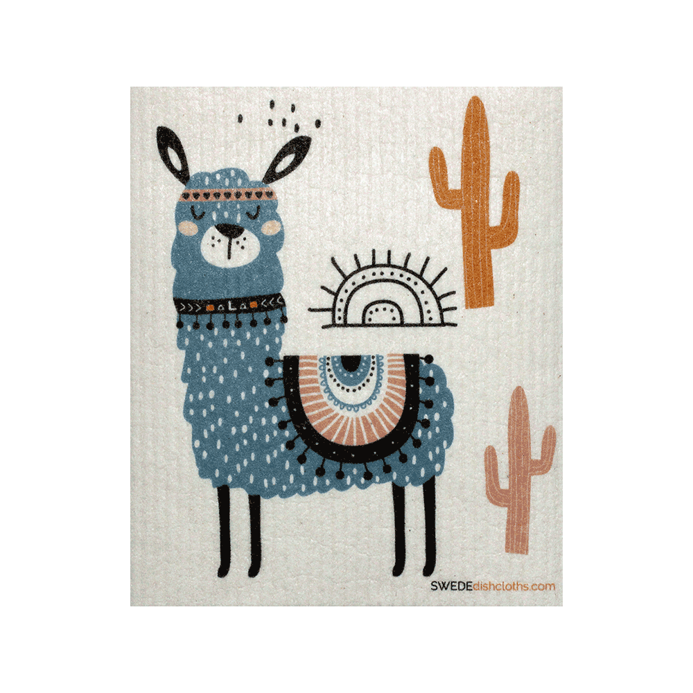 Blue Llama One Swedish Dishcloth