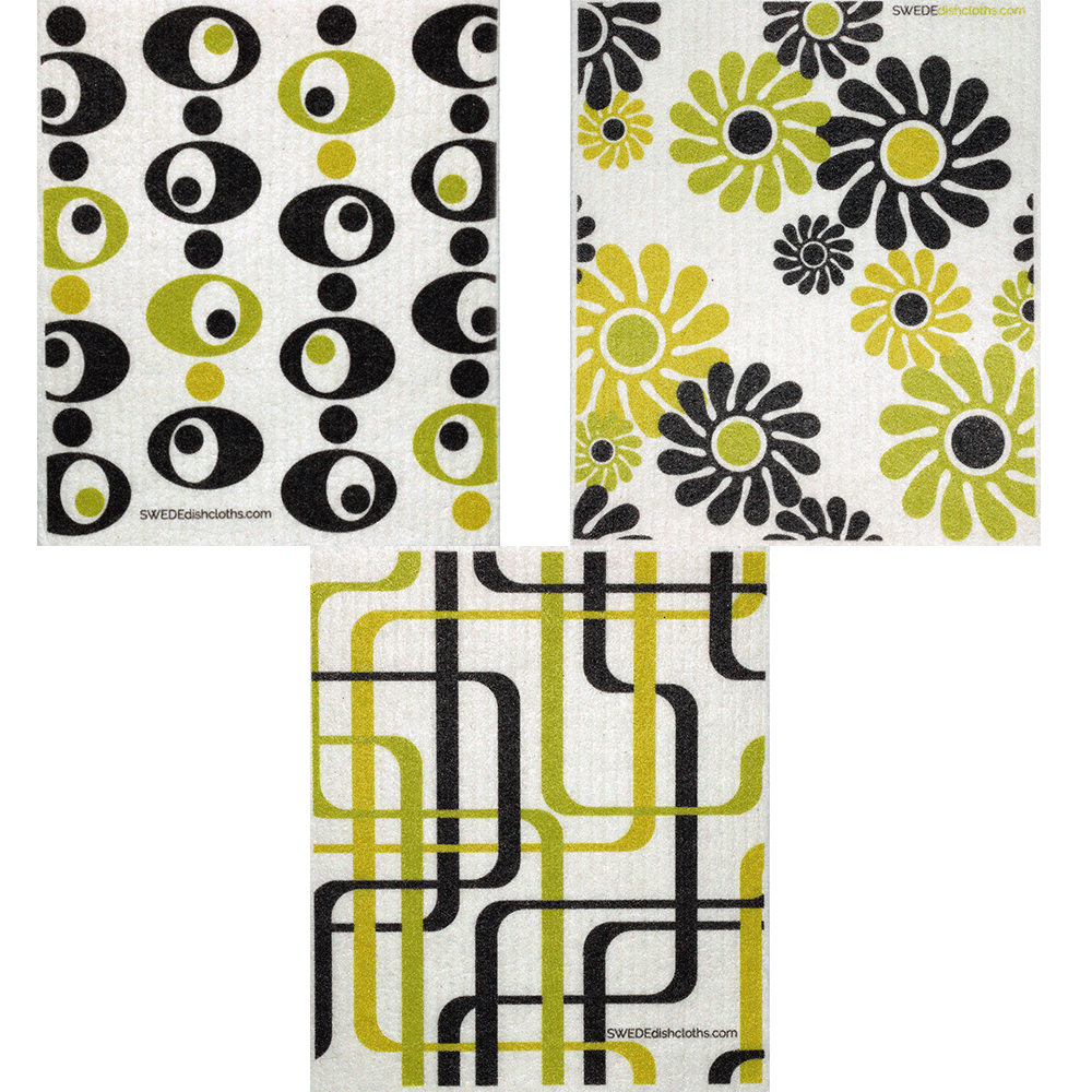 Modern Patterns Set of 3 cloths (One of each design) Swedish Dishcloths