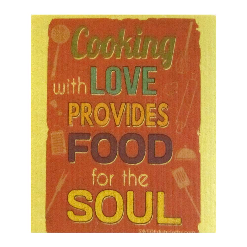 Food for the Soul on Yellow One cloth Swedish Dishcloths | ECO Friendly Absorbent Cleanining Cloth