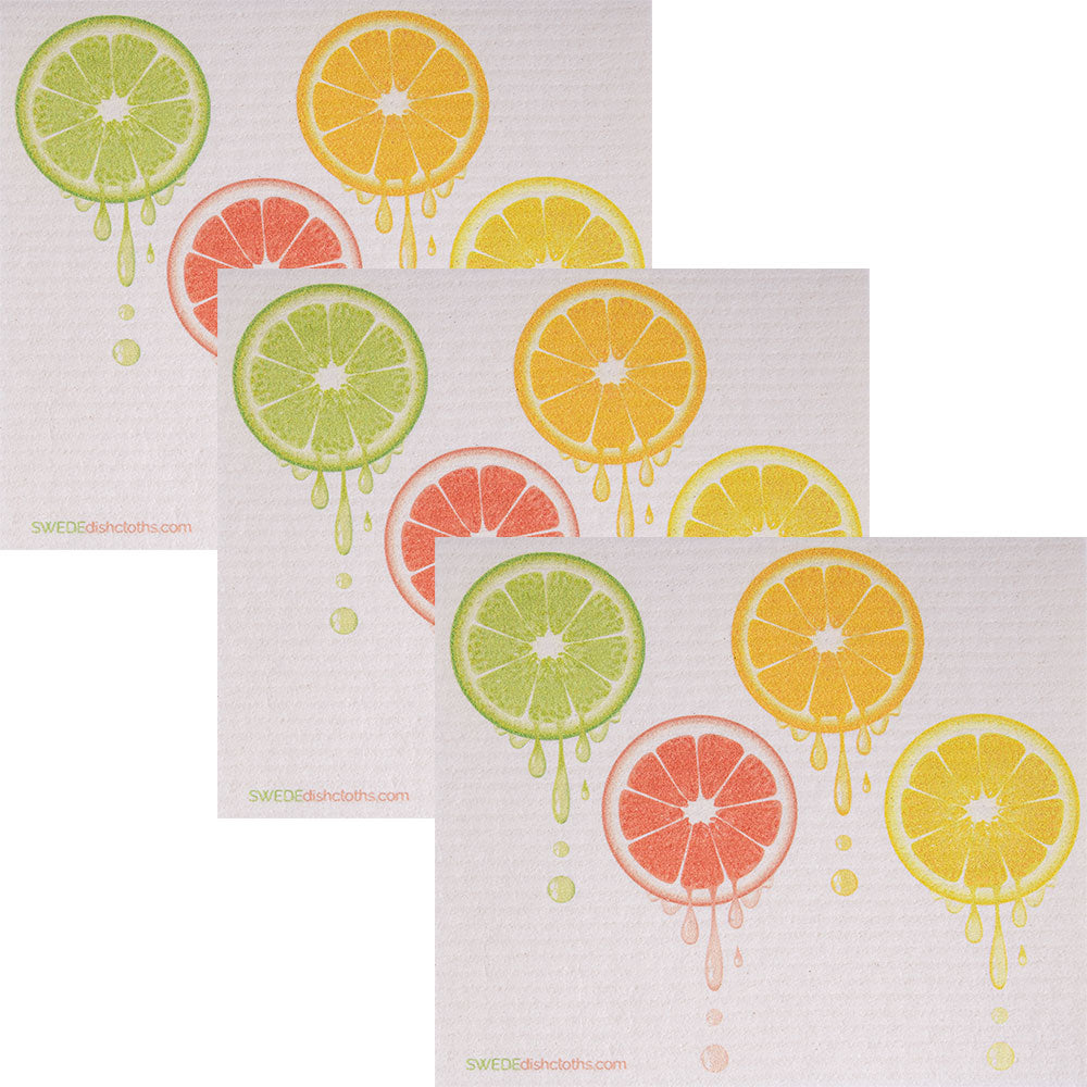 Swedish Dishcloth (Dripping Fruit) Set of 3 Paper Towel Replacements | Swededishcloths