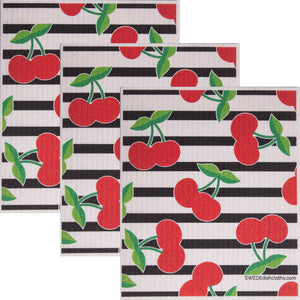 Swedish Dishcloth (Cherry Collage) Set of 3 Paper Towel Replacements | Swededishcloths