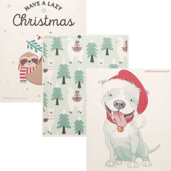 Mixed Christmas Animals Set of 3 (One of each design) Paper Towel Replacements | Swededishcloths