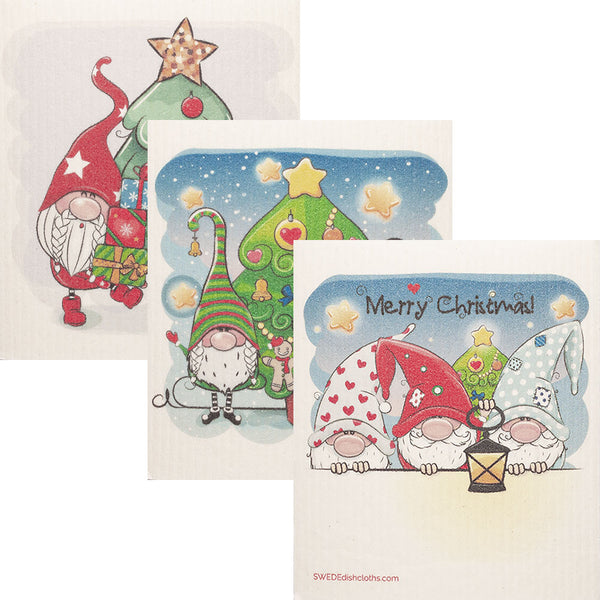 Christmas Gnomes Set of 3 (One of each design) Paper Towel Replacements | Swededishcloths