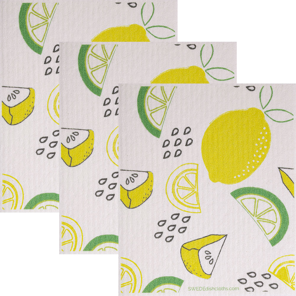 Swedish Dishcloth (Lemon Lime) Set of 3 Paper Towel Replacements | Swededishcloths