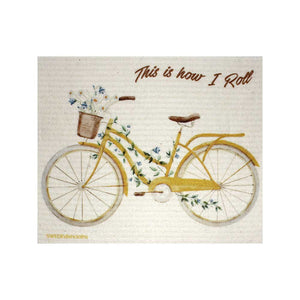 Swedish Dishcloths "How I Roll Bike" One Dishcloth | ECO Friendly Reusable Absorbent Cleaning Cloth