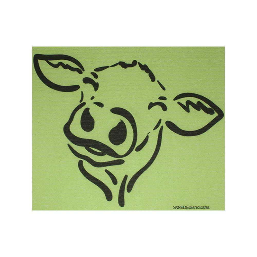 Cow Silhouette on Green Swedish Dishcloths One Dishcloth | ECO Friendly Reusable Absorbent Cleaning Cloth