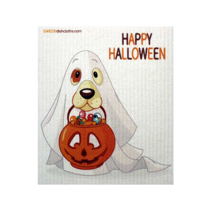 Halloween Ghost Dog One cloth Swedish Dishcloths | ECO Friendly Absorbent Cleaning Cloth