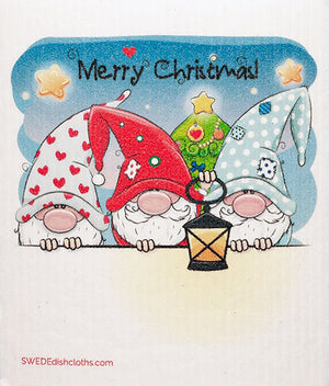 Christmas Three Gnomes Single Cloth | ECO Friendly Absorbent Cleaning Cloth - SWEDEdishcloths.com