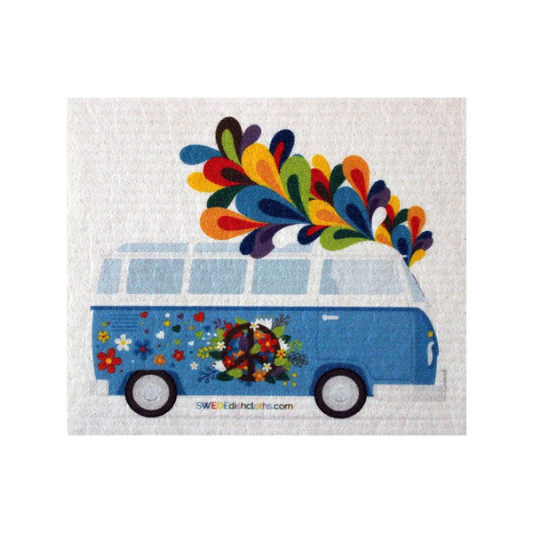 Flower Power Bus One Each Swedish Dishcloth | Eco Friendly Absorbent Cleaning Cloth | Reusable Cleaning Wipes - 1