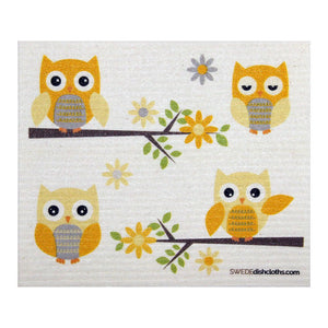 Mixed Owls Set of 3 cloths (One of each design) Swedish Dishcloths ECO Absorbent Cleaning Cloth - SWEDEdishcloths.com