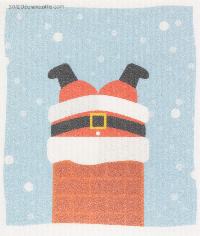 Santa in Chimney Single | ECO Friendly Absorbent Cleaning Cloth - SWEDEdishcloths.com