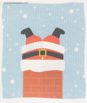 Santa in Chimney Single | ECO Friendly Absorbent Cleaning Cloth - SWEDEdishcloths.com