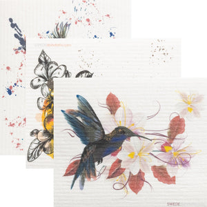 Swedish Dishcloth Mixed Hummingbirds Set of 3 Sponge cloths - SWEDEdishcloths.com