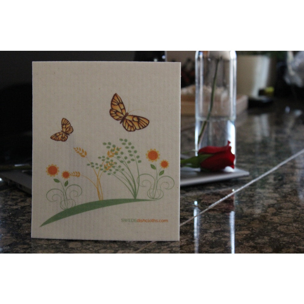 Swedish Dishcloth One Swedish Dishcloth 2 Spring Butterflies Design - 1