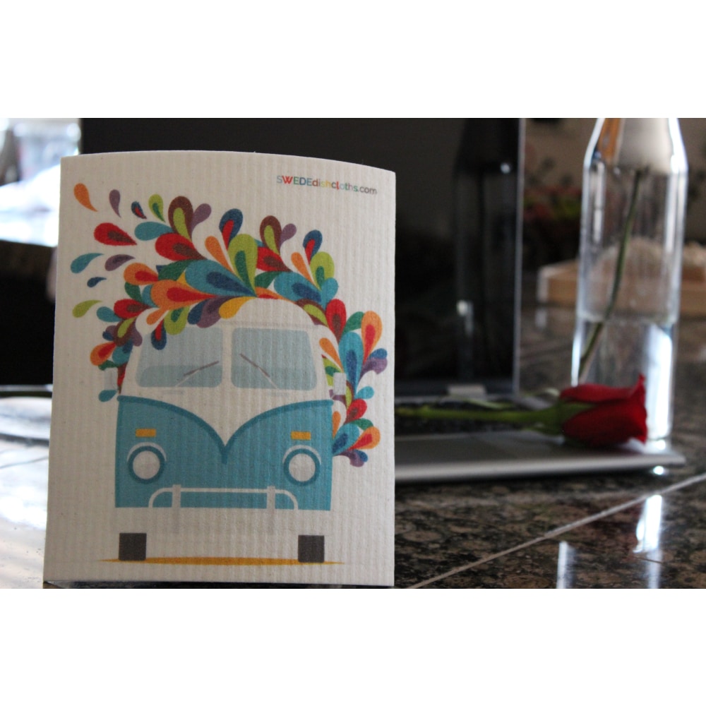 Swedish Dishcloth One Swedish Dishcloth Hippie Bus Design - 1