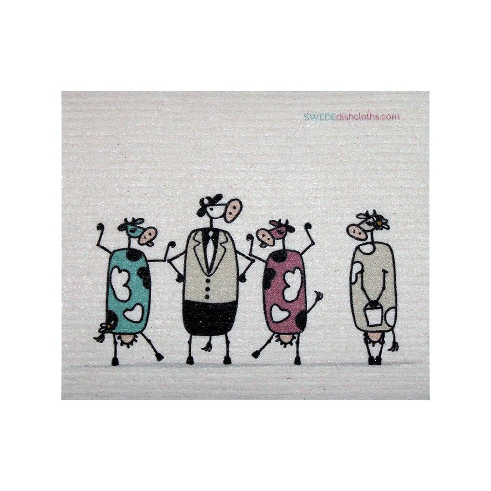 Swedish Dishcloth One Swedish Dishcloth Fun Cows Chatting Design - SWEDEdishcloths.com