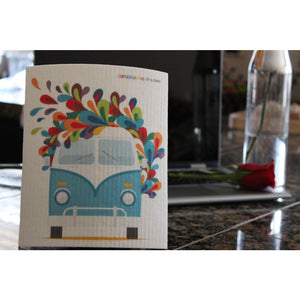 Swedish Dishcloth One Swedish Dishcloth Hippie Bus Design - SWEDEdishcloths.com