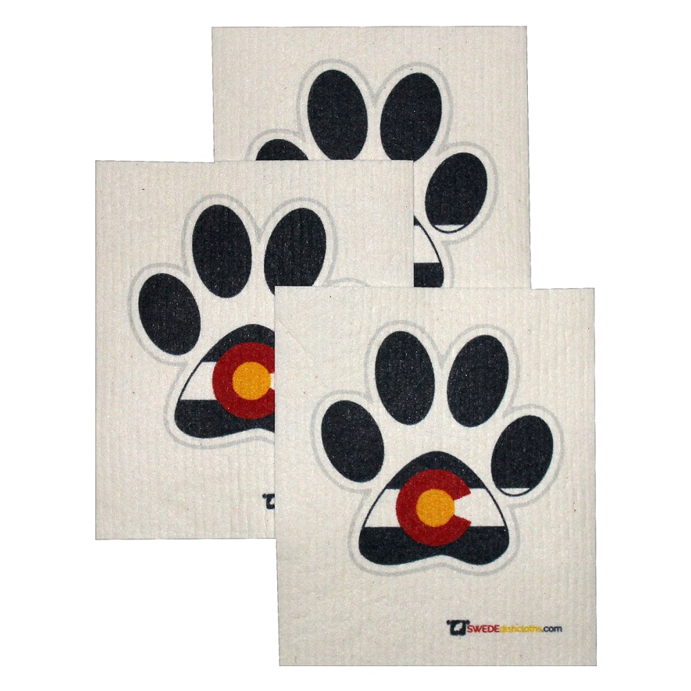Swedish Dishcloth Set of 3 each Swedish Dishcloths - Colorado Dog Paw
