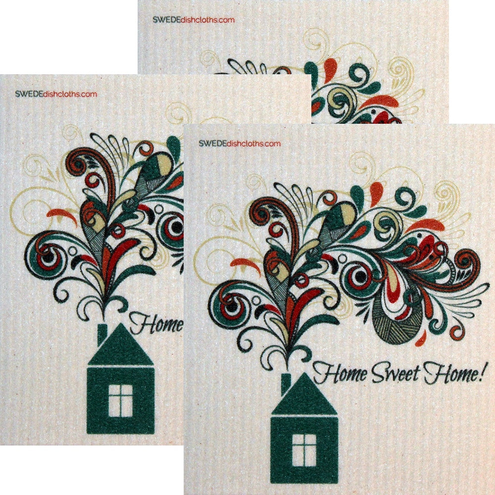 Swedish Dishcloth Set of 3 each Swedish Dishcloths Home Sweet Home Design