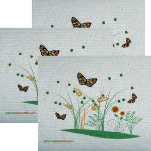 Swedish Dishcloth Set of 3 each Swedish Dishcloths 3 Spring Butterflies Design