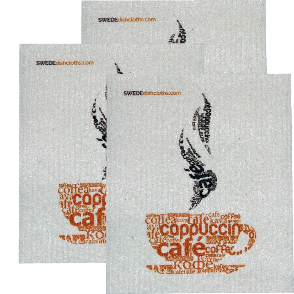 Swedish Dishcloth Set of 3 each Swedish CoffeeCloud Design - SWEDEdishcloths.com