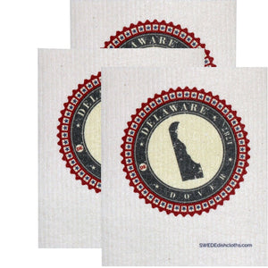 Swedish Dishcloth Set of 3 each Swedish Dishcloth Badge Design - Delaware - SWEDEdishcloths.com