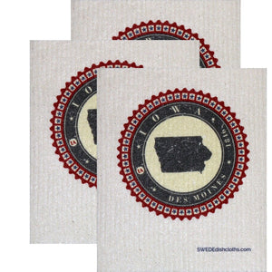 Swedish Dishcloth Set of 3 each Swedish Dishcloth Badge Design - Iowa - SWEDEdishcloths.com