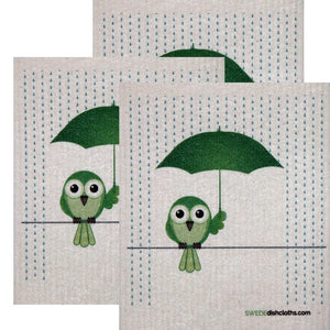 Swedish Dishcloth Set of 3 each Swedish Dishcloths Greenbird in Rain Design - SWEDEdishcloths.com