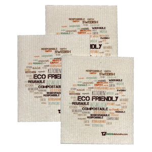 Swedish Dishcloth Set of 3 each Swedish Dishcloths - WordCloud - SWEDEdishcloths.com
