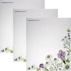 Swedish Dishcloths Chamomile Flowers Set of 3 cloths (one of each design) Eco Friendly Absorbent Cleaning Cloth - SWEDEdishcloths.com