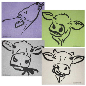 Swedish Dishcloths Cow Silhouettes Set of 4 cloths (one of each design) Eco Friendly Absorbent Cleaning Cloth - SWEDEdishcloths.com