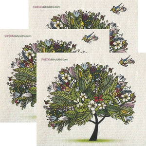Tropical Tree Set of 3 each Swedish Dishcloths | ECO Friendly Absorbent Cleaning Cloth | Reusable Cleaning Wipes - SWEDEdishcloths.com